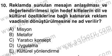 Marka İletişim Kampanyaları Dersi 2012 - 2013 Yılı (Vize) Ara Sınav Soruları 10. Soru