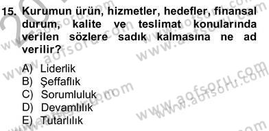 Marka İletişim Kampanyaları Dersi 2012 - 2013 Yılı (Vize) Ara Sınav Soruları 15. Soru