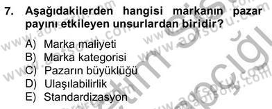 Marka İletişim Kampanyaları Dersi 2012 - 2013 Yılı (Vize) Ara Sınav Soruları 7. Soru