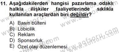 Marka İletişim Kampanyaları Dersi 2012 - 2013 Yılı (Final) Dönem Sonu Sınav Soruları 11. Soru