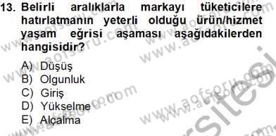 Marka İletişim Kampanyaları Dersi 2012 - 2013 Yılı (Final) Dönem Sonu Sınav Soruları 13. Soru