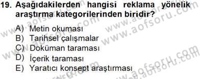 Marka İletişim Kampanyaları Dersi 2012 - 2013 Yılı (Final) Dönem Sonu Sınav Soruları 19. Soru