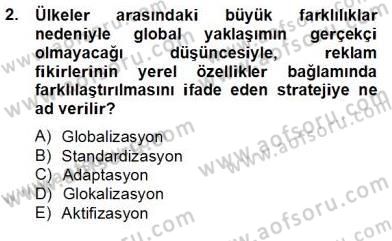 Marka İletişim Kampanyaları Dersi 2012 - 2013 Yılı (Final) Dönem Sonu Sınav Soruları 2. Soru