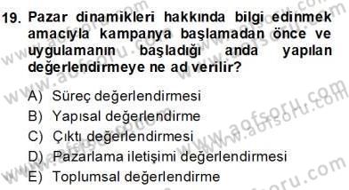 Marka İletişim Kampanyaları Dersi 2013 - 2014 Yılı (Final) Dönem Sonu Sınav Soruları 19. Soru