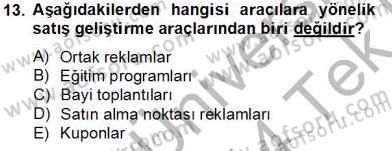 Marka İletişim Kampanyaları Dersi 2013 - 2014 Yılı Tek Ders Sınav Soruları 13. Soru