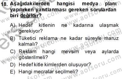 Marka İletişim Kampanyaları Dersi 2013 - 2014 Yılı Tek Ders Sınav Soruları 18. Soru