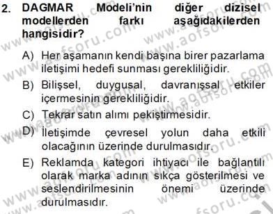 Marka İletişim Kampanyaları Dersi 2013 - 2014 Yılı Tek Ders Sınav Soruları 2. Soru