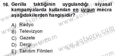 Marka İletişim Kampanyaları Dersi 2014 - 2015 Yılı (Vize) Ara Sınav Soruları 16. Soru