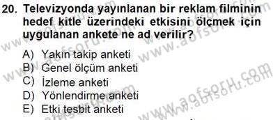 Marka İletişim Kampanyaları Dersi 2014 - 2015 Yılı (Vize) Ara Sınav Soruları 20. Soru