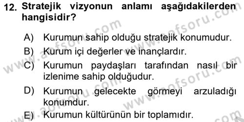 Marka İletişim Kampanyaları Dersi 2016 - 2017 Yılı (Vize) Ara Sınav Soruları 12. Soru