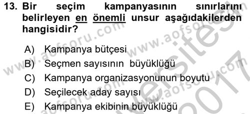 Marka İletişim Kampanyaları Dersi 2016 - 2017 Yılı (Vize) Ara Sınav Soruları 13. Soru