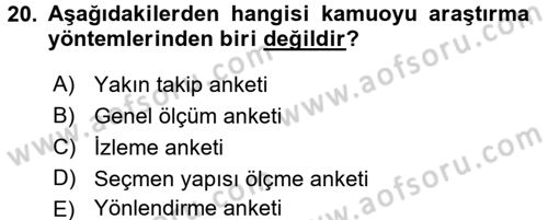 Marka İletişim Kampanyaları Dersi 2016 - 2017 Yılı (Vize) Ara Sınav Soruları 20. Soru