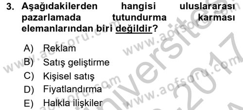 Marka İletişim Kampanyaları Dersi 2016 - 2017 Yılı (Vize) Ara Sınav Soruları 3. Soru
