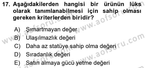 Marka İletişim Kampanyaları Dersi 2020 - 2021 Yılı Yaz Okulu Sınav Soruları 17. Soru