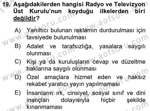 Marka İletişim Kampanyaları Dersi 2020 - 2021 Yılı Yaz Okulu Sınav Soruları 19. Soru