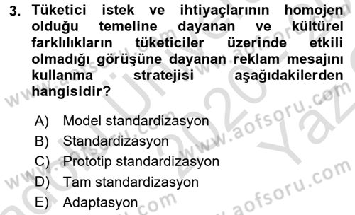 Marka İletişim Kampanyaları Dersi 2020 - 2021 Yılı Yaz Okulu Sınav Soruları 3. Soru