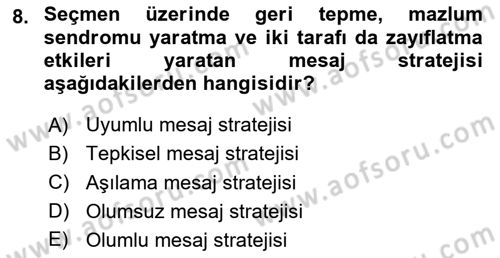 Marka İletişim Kampanyaları Dersi 2020 - 2021 Yılı Yaz Okulu Sınav Soruları 8. Soru