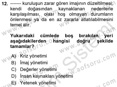 Marka İletişim Kampanyaları Dersi 2021 - 2022 Yılı (Vize) Ara Sınav Soruları 12. Soru