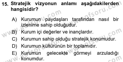Marka İletişim Kampanyaları Dersi 2021 - 2022 Yılı (Vize) Ara Sınav Soruları 15. Soru