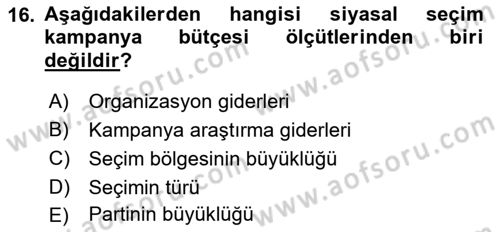 Marka İletişim Kampanyaları Dersi 2021 - 2022 Yılı (Vize) Ara Sınav Soruları 16. Soru
