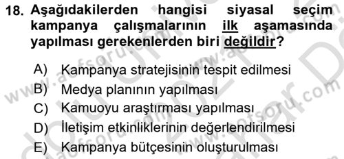 Marka İletişim Kampanyaları Dersi 2021 - 2022 Yılı (Vize) Ara Sınav Soruları 18. Soru
