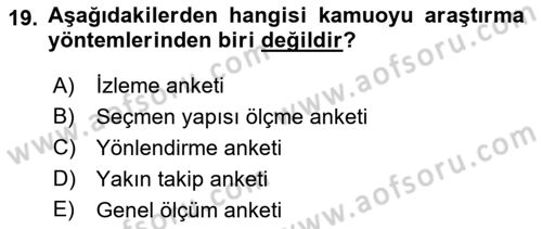 Marka İletişim Kampanyaları Dersi 2021 - 2022 Yılı (Vize) Ara Sınav Soruları 19. Soru