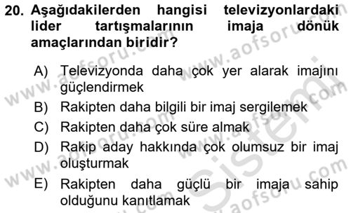 Marka İletişim Kampanyaları Dersi 2021 - 2022 Yılı (Vize) Ara Sınav Soruları 20. Soru