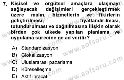 Marka İletişim Kampanyaları Dersi 2021 - 2022 Yılı (Vize) Ara Sınav Soruları 7. Soru