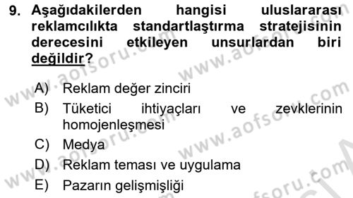 Marka İletişim Kampanyaları Dersi 2021 - 2022 Yılı (Vize) Ara Sınav Soruları 9. Soru