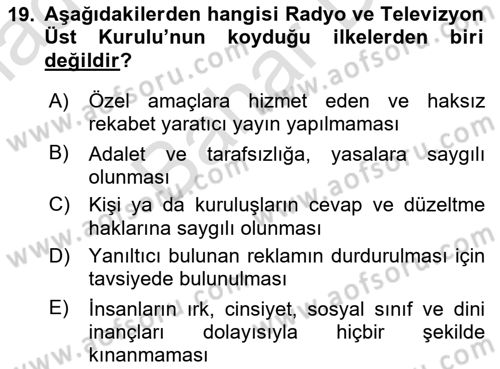 Marka İletişim Kampanyaları Dersi 2021 - 2022 Yılı (Final) Dönem Sonu Sınav Soruları 19. Soru