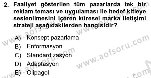 Marka İletişim Kampanyaları Dersi 2021 - 2022 Yılı (Final) Dönem Sonu Sınav Soruları 2. Soru