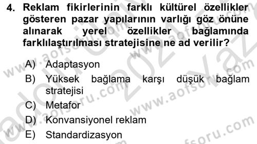 Marka İletişim Kampanyaları Dersi 2021 - 2022 Yılı Yaz Okulu Sınav Soruları 4. Soru