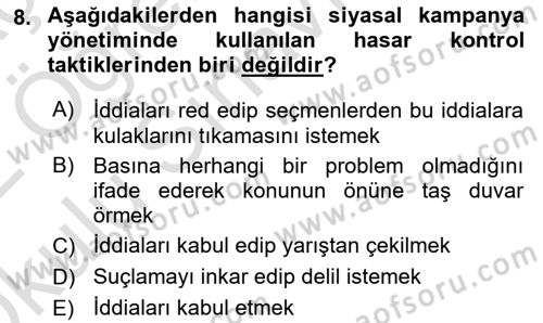 Marka İletişim Kampanyaları Dersi 2021 - 2022 Yılı Yaz Okulu Sınav Soruları 8. Soru
