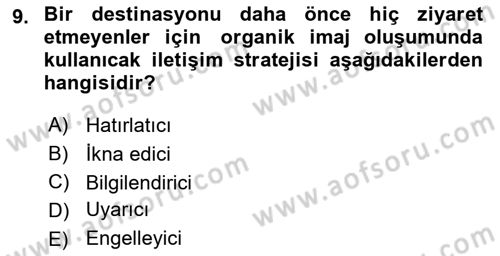 Marka İletişim Kampanyaları Dersi 2021 - 2022 Yılı Yaz Okulu Sınav Soruları 9. Soru