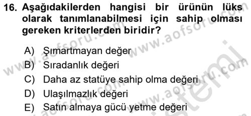 Marka İletişim Kampanyaları Dersi 2022 - 2023 Yılı Yaz Okulu Sınav Soruları 16. Soru