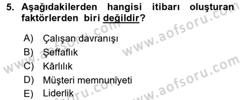 Marka İletişim Kampanyaları Dersi 2022 - 2023 Yılı Yaz Okulu Sınav Soruları 5. Soru