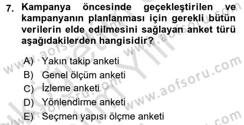 Marka İletişim Kampanyaları Dersi 2022 - 2023 Yılı Yaz Okulu Sınav Soruları 7. Soru