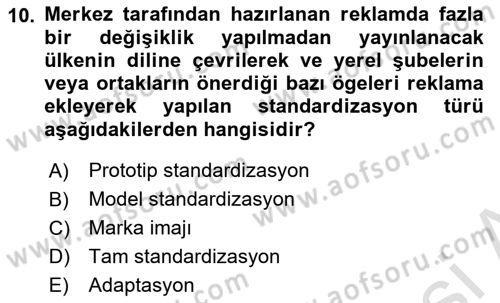 Marka İletişim Kampanyaları Dersi 2023 - 2024 Yılı (Vize) Ara Sınav Soruları 10. Soru