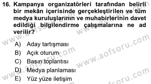 Marka İletişim Kampanyaları Dersi 2023 - 2024 Yılı (Vize) Ara Sınav Soruları 16. Soru