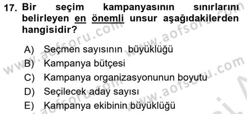Marka İletişim Kampanyaları Dersi 2023 - 2024 Yılı (Vize) Ara Sınav Soruları 17. Soru