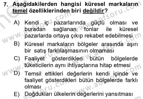 Marka İletişim Kampanyaları Dersi 2023 - 2024 Yılı (Vize) Ara Sınav Soruları 7. Soru