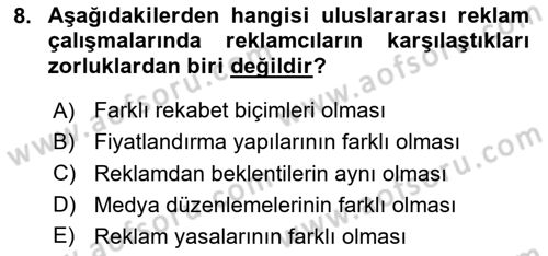 Marka İletişim Kampanyaları Dersi 2023 - 2024 Yılı (Vize) Ara Sınav Soruları 8. Soru