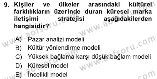Marka İletişim Kampanyaları Dersi 2023 - 2024 Yılı (Vize) Ara Sınav Soruları 9. Soru