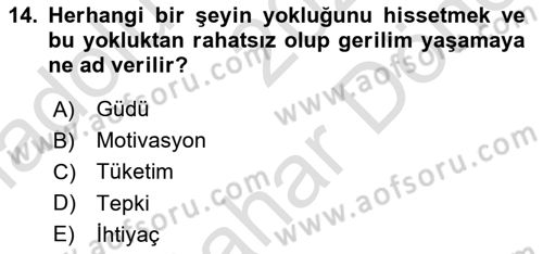 Marka İletişim Kampanyaları Dersi 2023 - 2024 Yılı (Final) Dönem Sonu Sınav Soruları 14. Soru