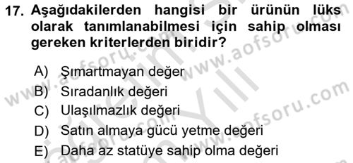 Marka İletişim Kampanyaları Dersi 2023 - 2024 Yılı Yaz Okulu Sınav Soruları 17. Soru
