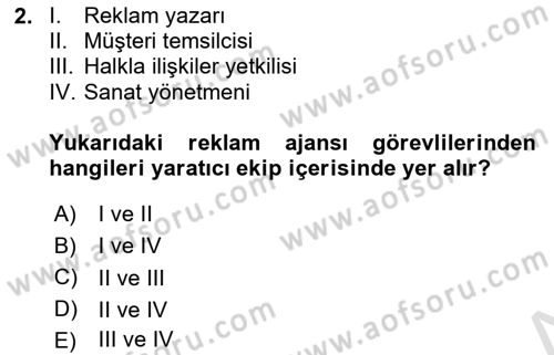 Marka İletişim Kampanyaları Dersi 2023 - 2024 Yılı Yaz Okulu Sınav Soruları 2. Soru