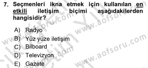 Marka İletişim Kampanyaları Dersi 2023 - 2024 Yılı Yaz Okulu Sınav Soruları 7. Soru