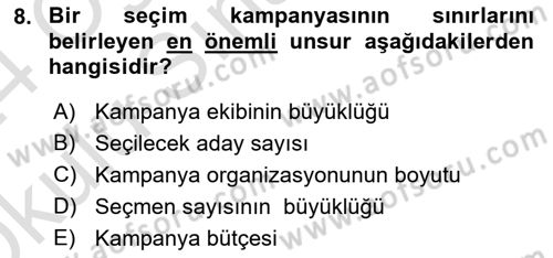 Marka İletişim Kampanyaları Dersi 2023 - 2024 Yılı Yaz Okulu Sınav Soruları 8. Soru