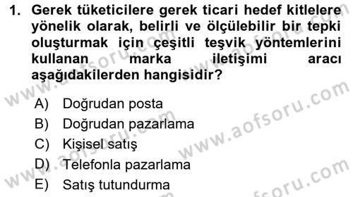 Marka İletişim Kampanyaları Dersi 2024 - 2025 Yılı (Vize) Ara Sınav Soruları 1. Soru