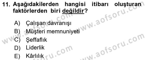 Marka İletişim Kampanyaları Dersi 2024 - 2025 Yılı (Vize) Ara Sınav Soruları 11. Soru